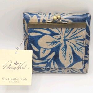 Patricia Nash Reiti Greek Floral Leather Wallet Folding Kisslock RFID Blocking